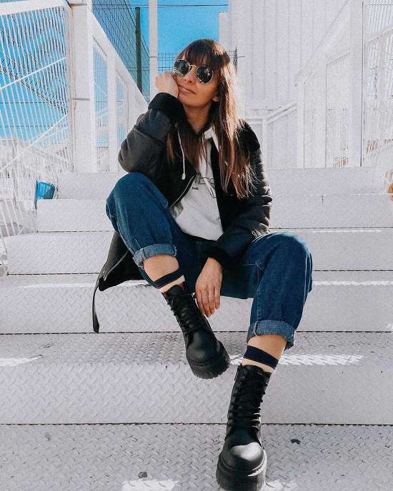 Botas Veganas Dr. Martens Jadon Ii Mono Mujer Negros MX-60325